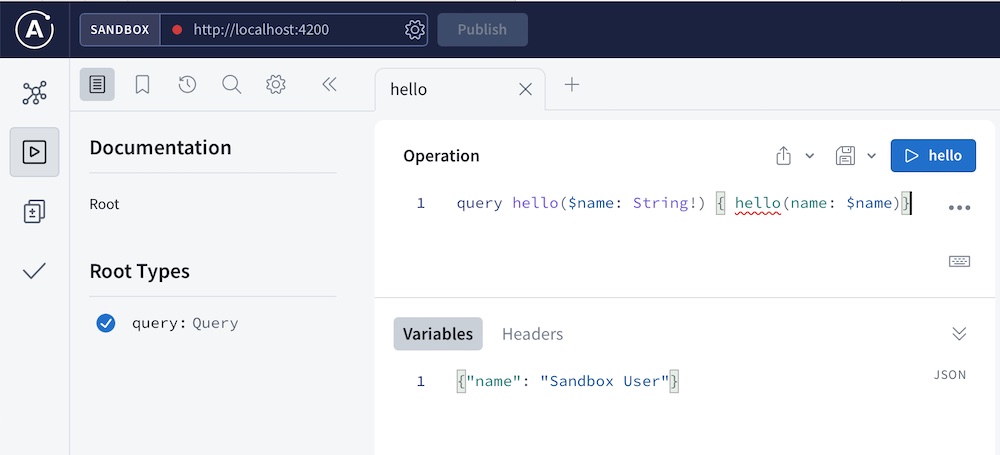 Sandbox with endpoint, document, and variables pre-populated